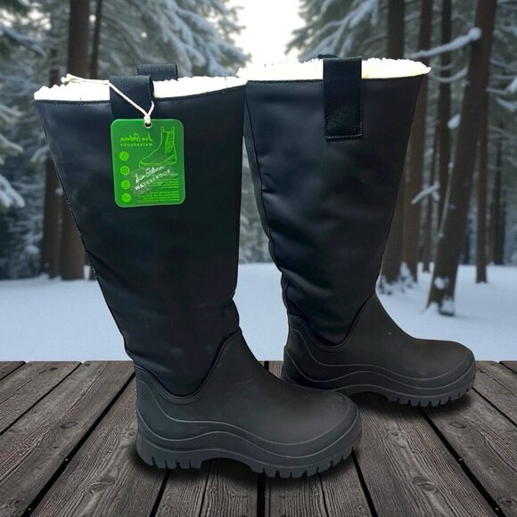 Sam Edelman Shoes - Sam Edelman Lessie Tall Rain Boots With Shearling Lining Black Waterproof Size 5